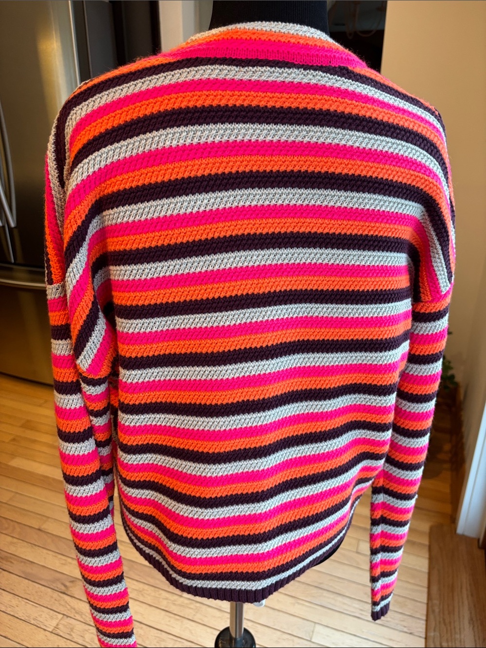 Lisa Todd Striped V-Neck Cardigan in Pink, Orange & Brown - Picture 3 of 3